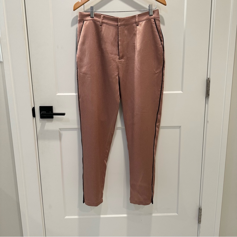 Little Mistress London Women's Rose Gold Metallic Dress Trouser Pants Si…